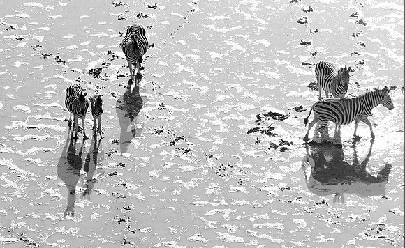 Helicopter flight over Makgadikgai