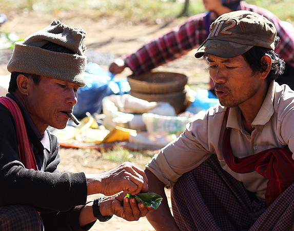 Outdoor market near laker Inle