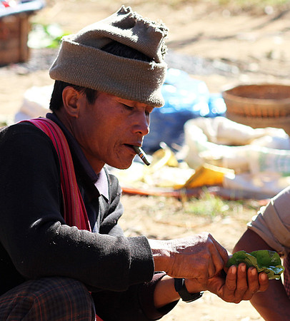 Outdoor market near laker Inle