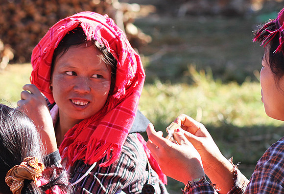 Outdoor market near laker Inle