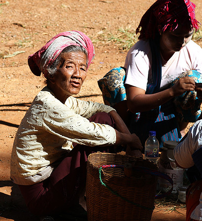 Outdoor market near laker Inle