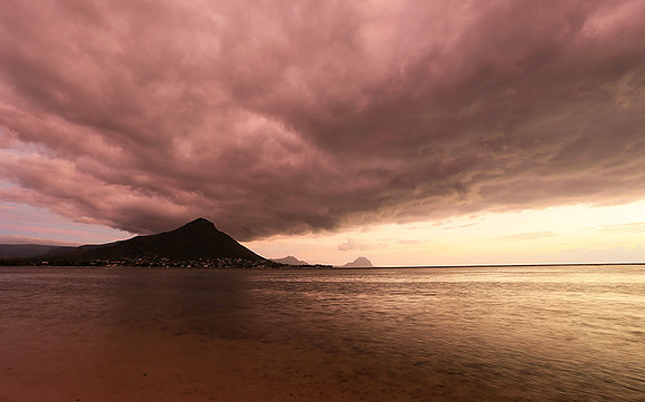 Sunset at Flic-en Flac - west coast