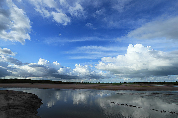Clouds and reflections in the lagoon