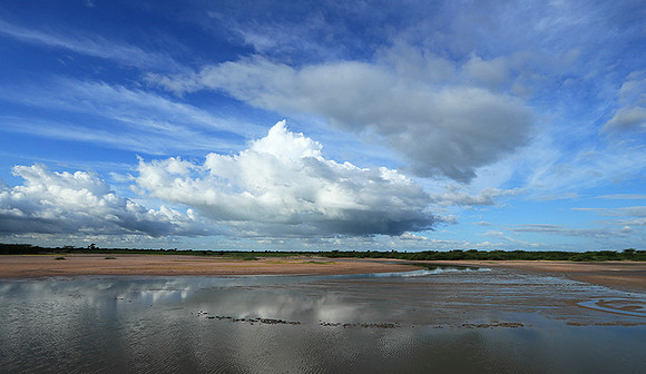 Clouds and reflections in the lagoon