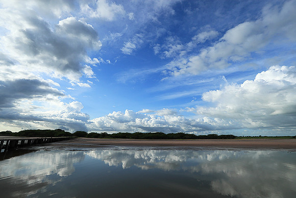 Clouds and reflections in the lagoon