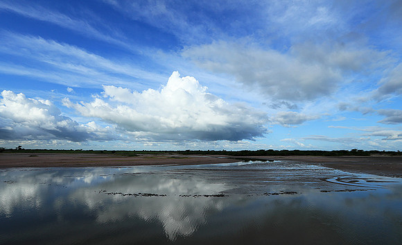 Clouds and reflections in the lagoon