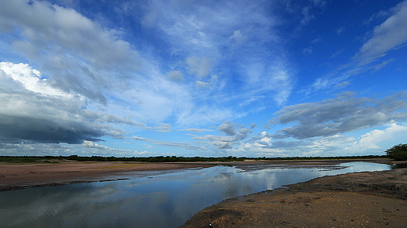 Clouds and reflections in the lagoon