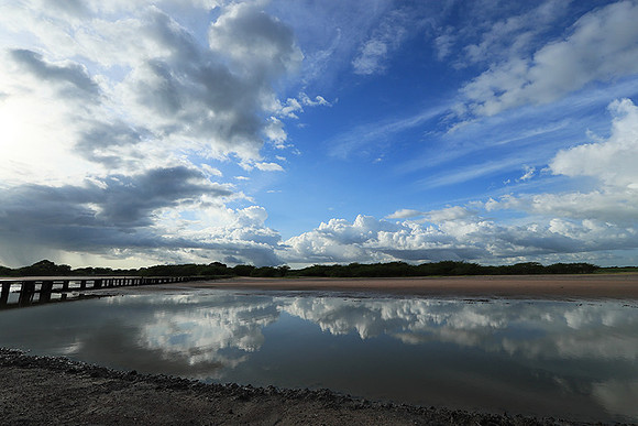 Clouds and reflections in the lagoon