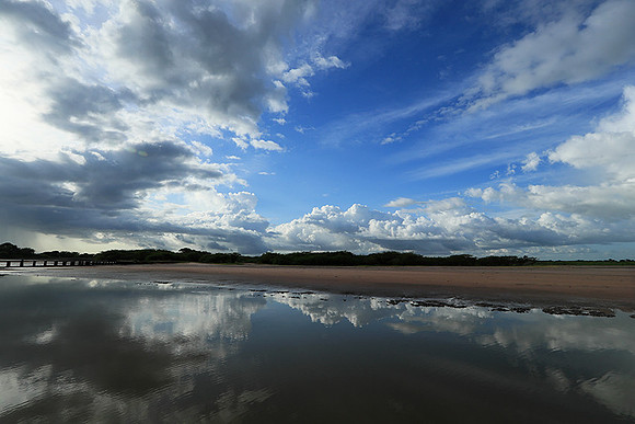 Clouds and reflections in the lagoon