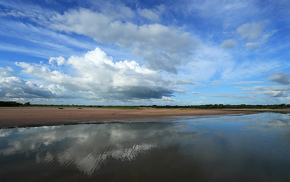 Clouds and reflections in the lagoon