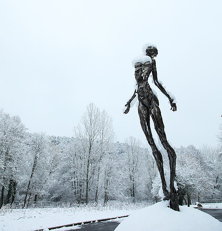 Snow covered sculpture - French artist Annick Dumarchey