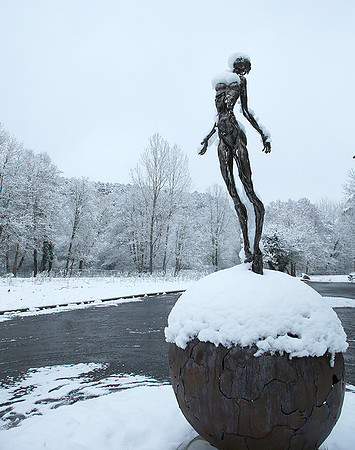 Snow covered sculpture - French artist Annick Dumarchey