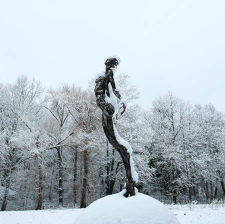 Snow covered sculpture - French artist Annick Dumarchey