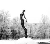 Snow covered sculpture - French artist Annick Dumarchey