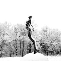 Snow covered sculpture - French artist Annick Dumarchey