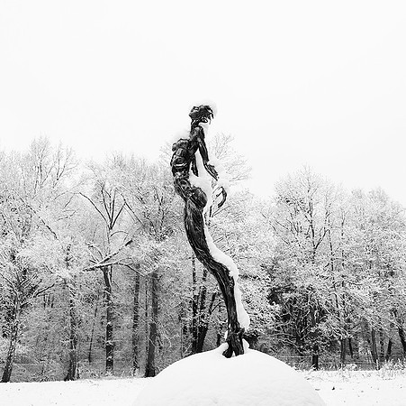Snow covered sculpture - French artist Annick Dumarchey