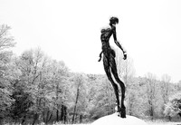 Snow covered sculpture - French artist Annick Dumarchey