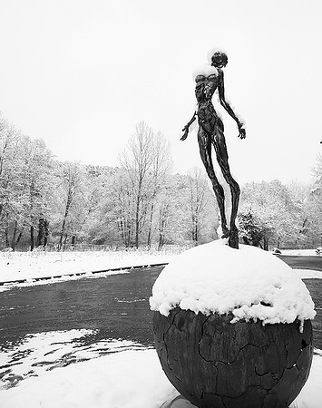 Snow covered sculpture - French artist Annick Dumarchey