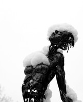 Snow covered sculpture - French artist Annick Dumarchey