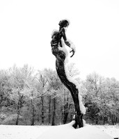 Snow covered sculpture - French artist Annick Dumarchey