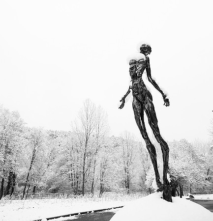 Snow covered sculpture - French artist Annick Dumarchey