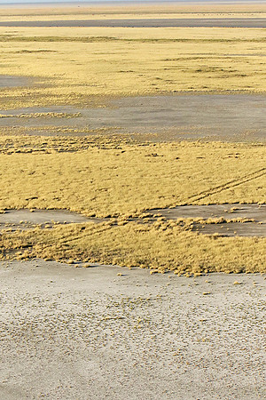 Helicopter flight ove Makgadikgadi salt pan