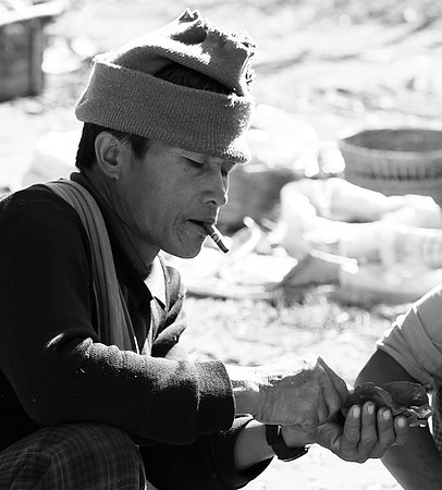 Outdoor market near lake Inle